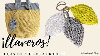 Cómo tejer llaveros de hojas en relieve a crochet [upl. by Ielak624]