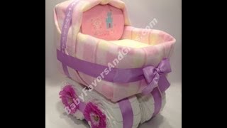 Baby carriage bassinet diaper cake [upl. by Pennebaker]