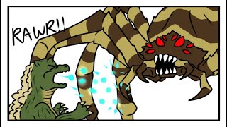 Godzilla Heisei Era  Godzilla Jr VS Kumonga The Giant Spider Godzilla Comic Dub [upl. by Llerdnam]