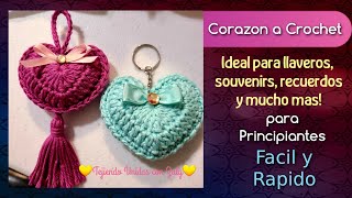 Corazon a Crochet para Recuerdos o Llaveros para Principiantes Facil y Rapido de tejer Souvenirs [upl. by Medovich]