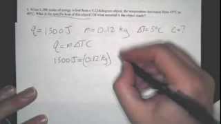 How to calculate specific heat Example specific heat problems [upl. by Gosney]