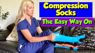 How to Put On Compression Socks THE EASIEST WAY [upl. by Akiemat]