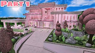 Bloxburg Modern Barbie Dreamhouse Speedbuild Part 15 Exterior [upl. by Largent]