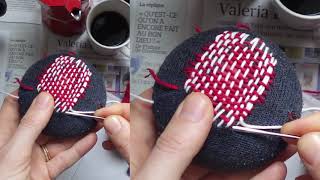 Colorful Sock Mending How To Fix A Big Hole [upl. by Kimon902]