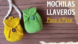 🌻 Como tejer Mochilas Llaveros Paso a Paso Llaveros a Crochet [upl. by Eibber]