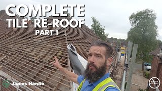 COMPLETE TILE REROOF PART 1 [upl. by Phene]