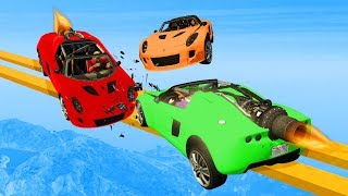 MILE HIGH ROCKET CAR DESTRUCTION  GTA 5 Funny Moments [upl. by Anifad323]