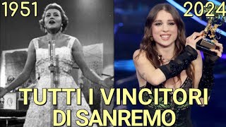 TUTTI I VINCITORI DEL FESTIVAL DI SANREMO DAL 1951 AL 2022  Maneskin Marco Mengoni e Due Vite [upl. by Eniluj979]