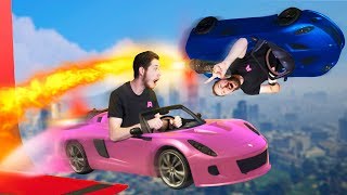 Hilarious Rocket Car Stunt Racing  GTA5 [upl. by Ailin]