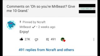 deleting mrbeasts comment and he surprised me with a new one [upl. by Kari]