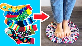 Сonvert old socks into useful doormat CREATIVE IDEA FOR OLD SOCKS [upl. by Firooc]