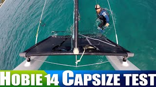 Hobie 14 Solo capsize recovery how easy [upl. by Ecnaralc]