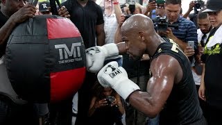 FULL amp UNCUT  FLOYD MAYWEATHERS MEDIA WORKOUT FOR CONOR MCGREGOR [upl. by Dollie]