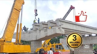 Girder LaunchingBridge Construction girder Launching Flyover Construction [upl. by Anirdua]