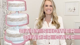 Make A Baby Shower Diaper Cake  DIY [upl. by Ahsoym]