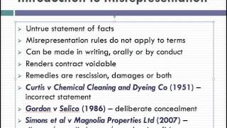 Misrepresentation Lecture 1 of 4 [upl. by Coral]