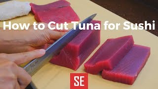 How to Cut Tuna Loin for Sushi  金枪鱼寿司 [upl. by Cantu303]