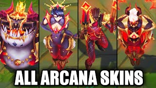 All New Arcana Skins Spotlight  Lucian Camille Xerath Tahm Kench League of Legends [upl. by Adnalram]