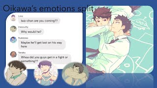 Oikawa’s emotions split IwaOi  haikyuu texts [upl. by Nywles]