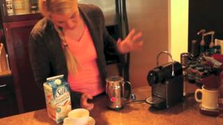 Nespresso Aeroccino Plus Frother Review Frothing Almond Milk [upl. by Enelaj]